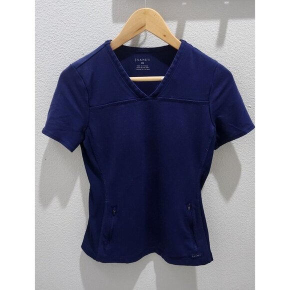 Jaanuu Tops - Jaanuu Women's XS Solid Navy Stretch V-Neck Medical Scrub Top  Zip PocketsJ96156
